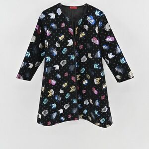 Saint Gil Paris Metallic Brocade Jacket Womens Size M Black Butterfly Duster